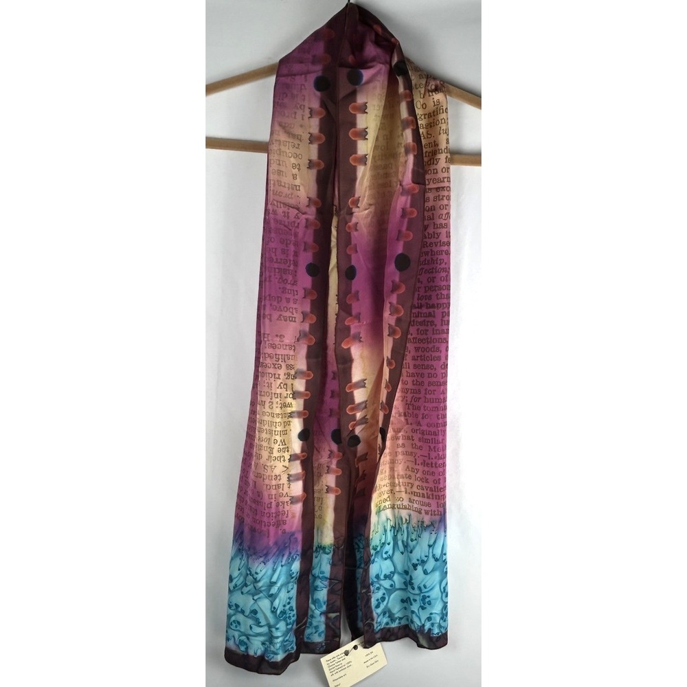 NWT Artisan Handpainted 100% Silk Love Scarf Felton Knorra Wearable Art